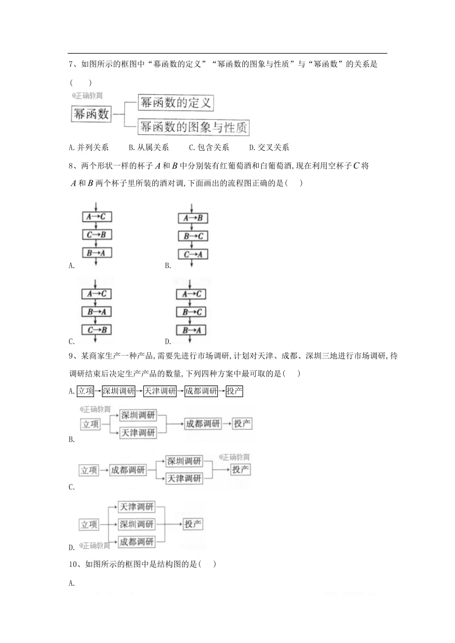 2019-2020学年高二数学人教A版选修1-2同步练习：4.2 结构图_第3页