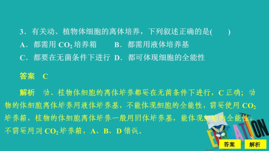 2020生物同步导学人教选修三课件：专题2　细胞工程 2.2 第1课时 课时精练_第4页