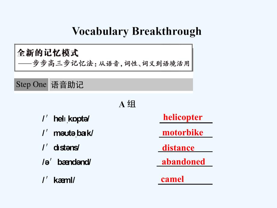 外研版高中英语必修1 Module 3《My First Ride on a Train》（Vocabulary）课件_第1页