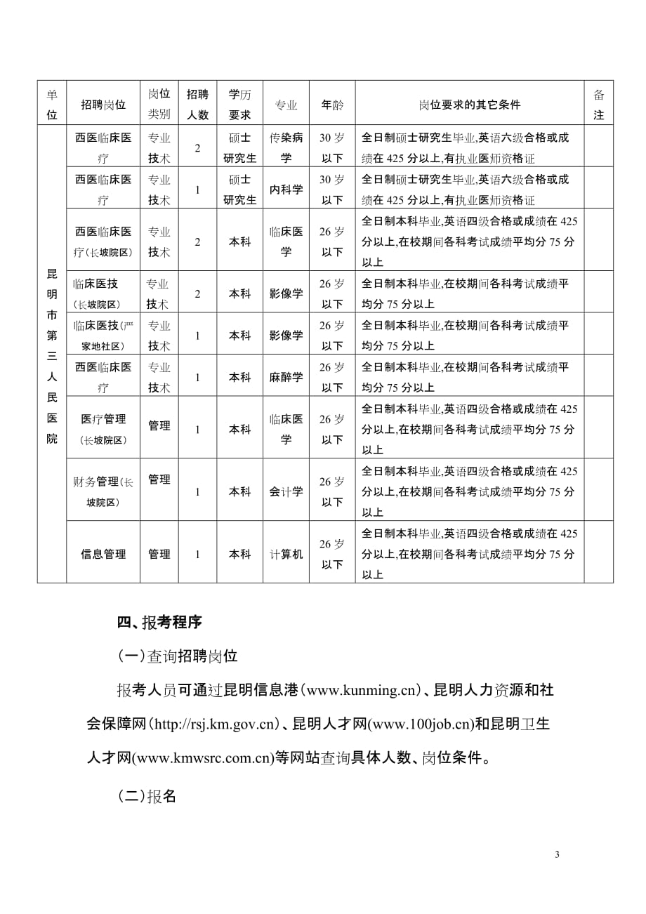 （招聘面试）昆明市第三人民医院年公开招聘_第3页