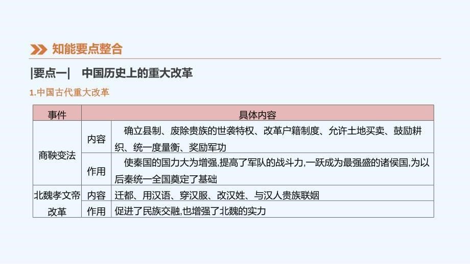 安徽专版中考历史高分二轮复习知识专题05中外重大改革课件_第5页