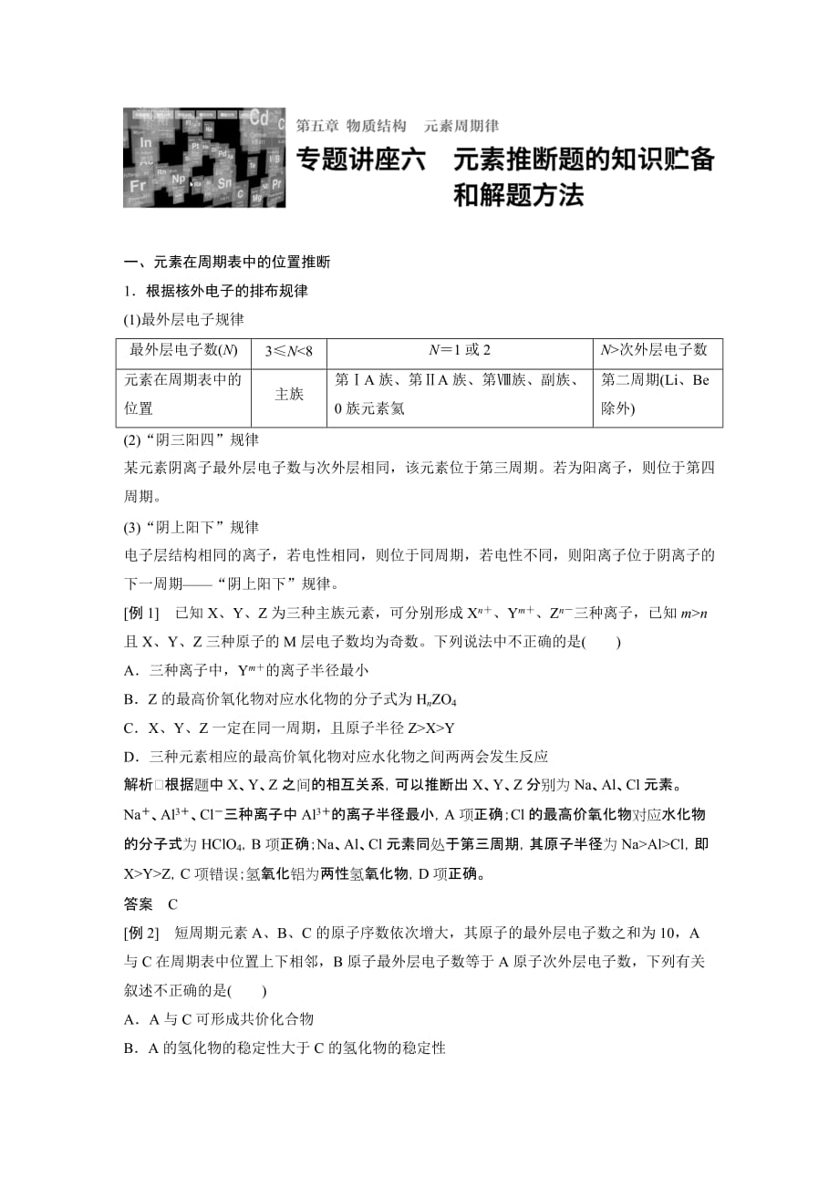 元素推断题复习解题复习方法.doc_第1页