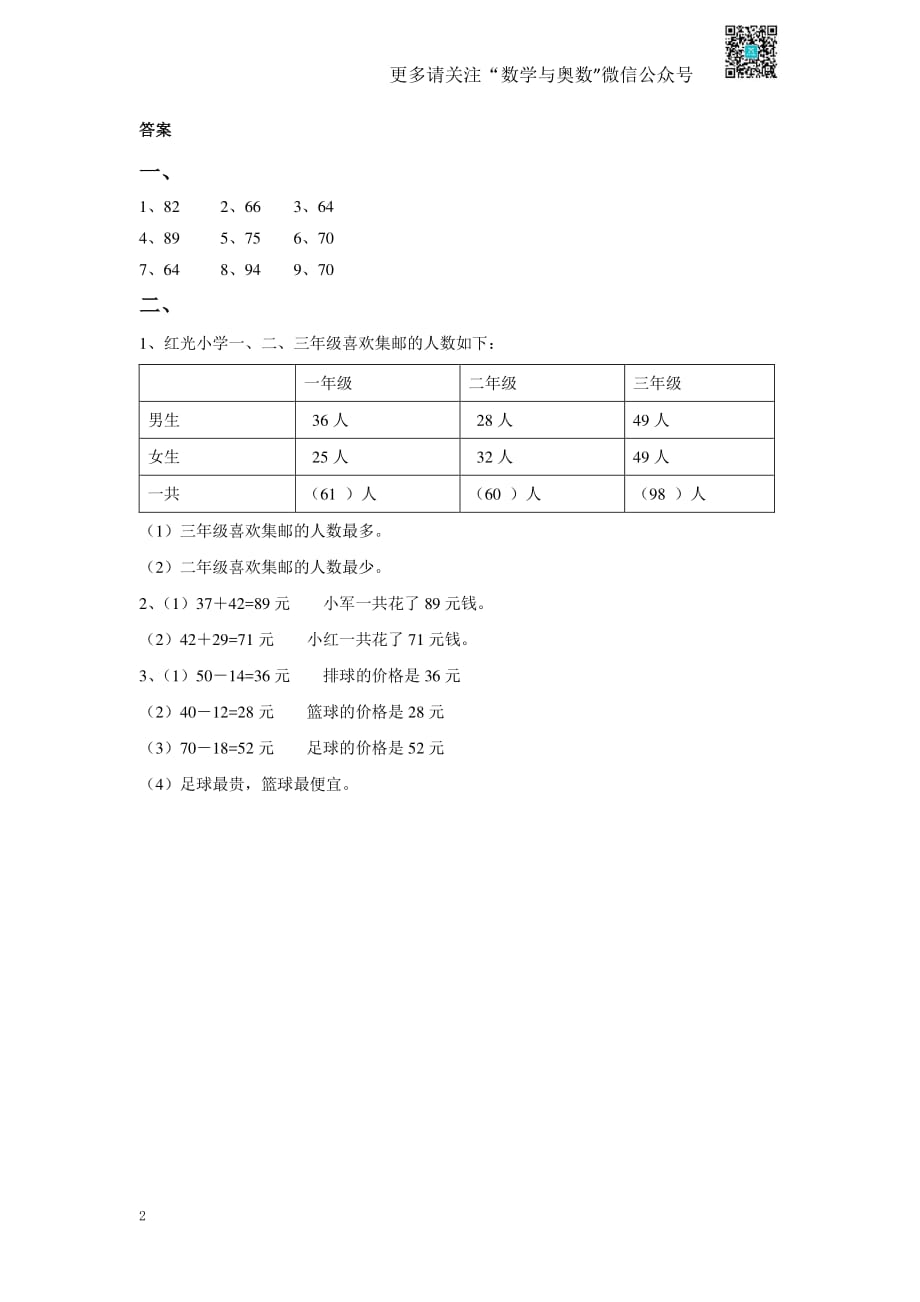 苏教版二下课时练 6《两、三位数的加法和减法》3-苏教版_第2页