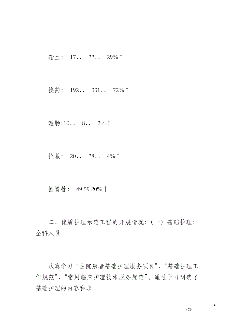 年度护理工作总结文档（3300字）_第4页