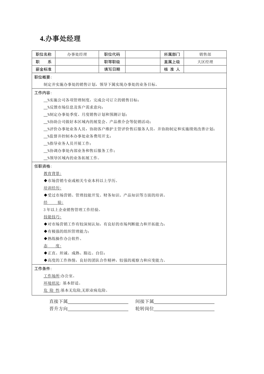 （岗位职责）销售部职位说明书_第4页