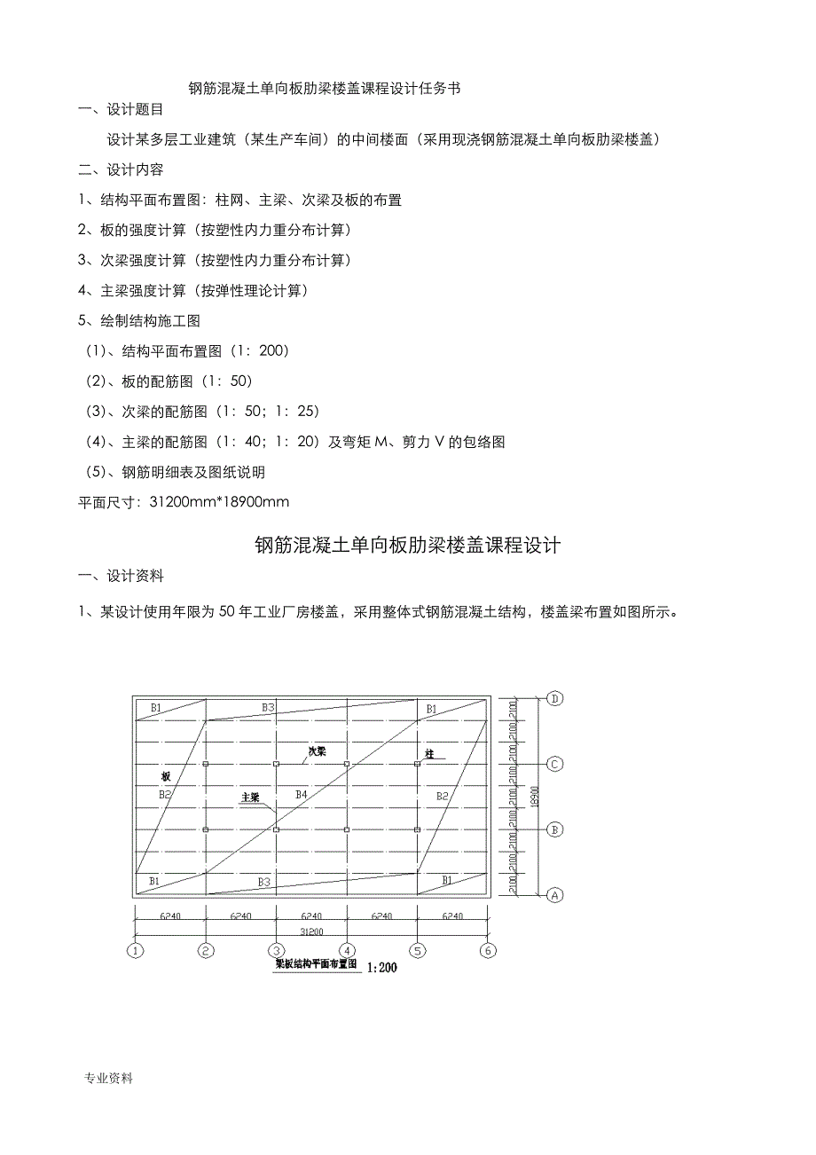 钢筋混凝土单向板肋梁楼盖技术交底大全报告_第1页