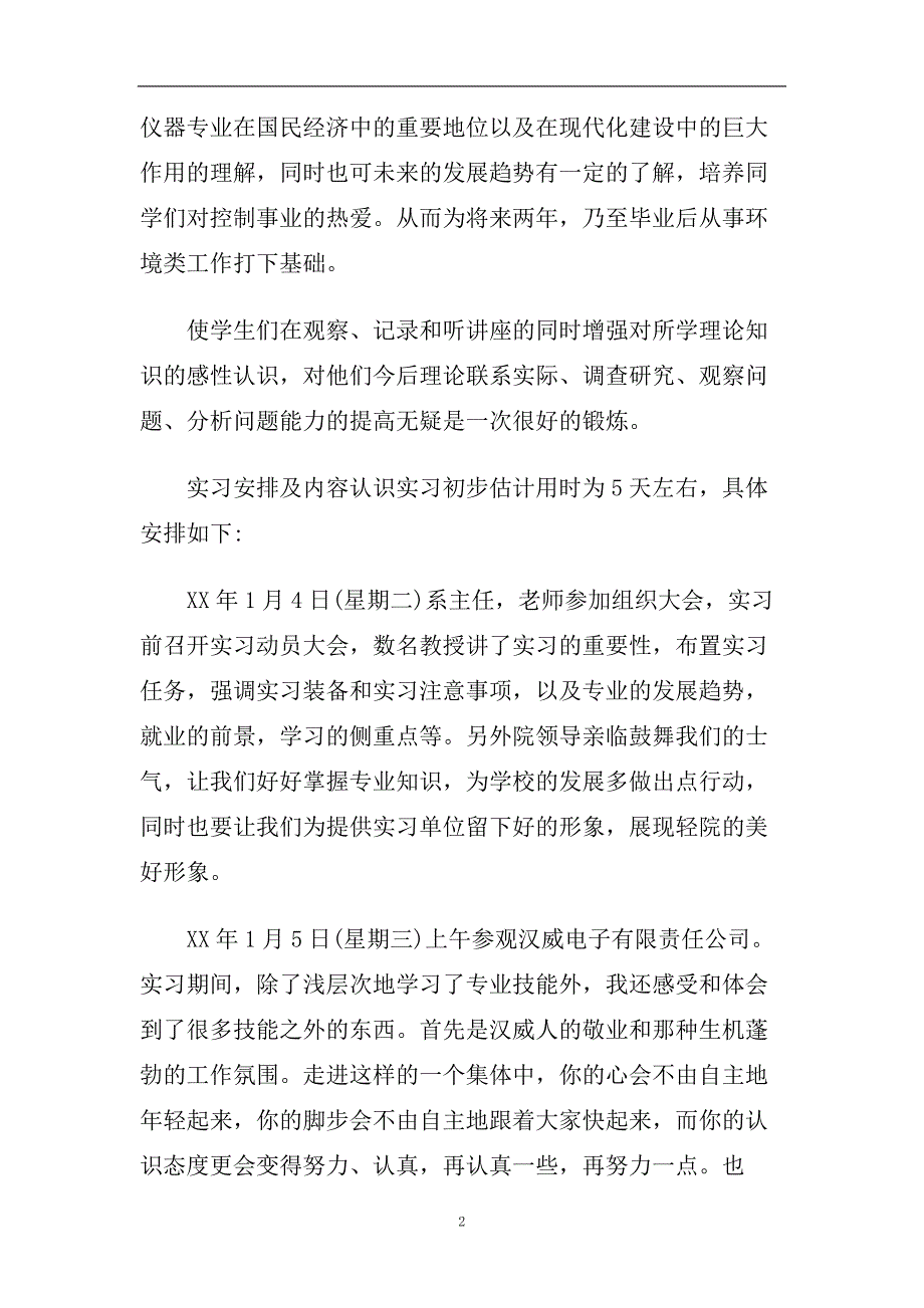 测控专业认识实习报告2020年精选优秀参考范文5篇.doc_第2页