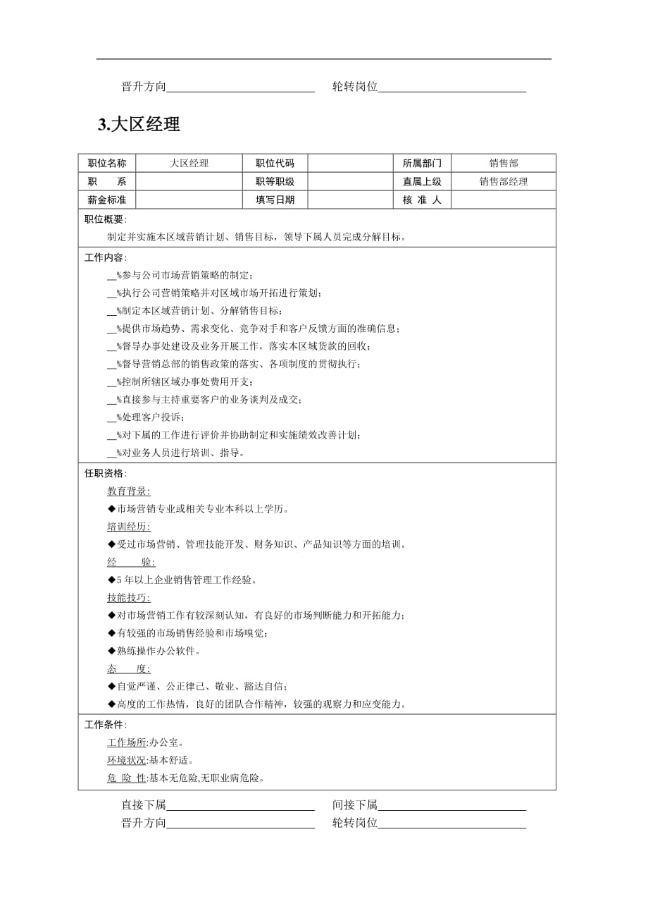 （岗位职责）职位说明书——销售职位_第3页