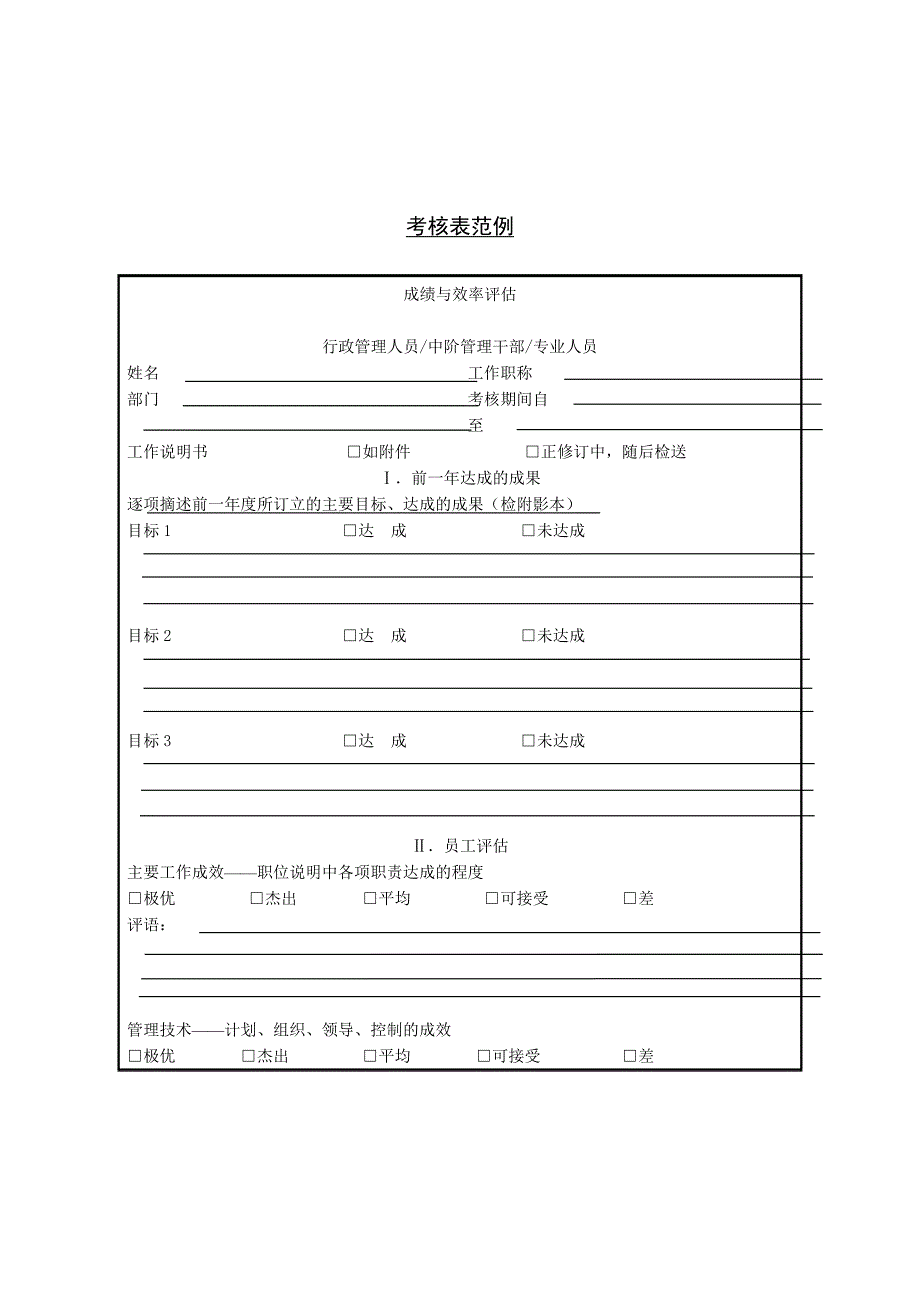 公司考核表范例081_第1页