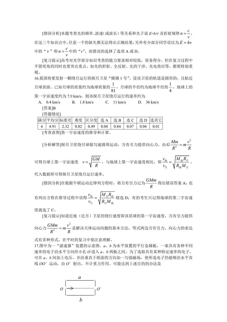 公开阅读2006年高考物理质量分析_第5页