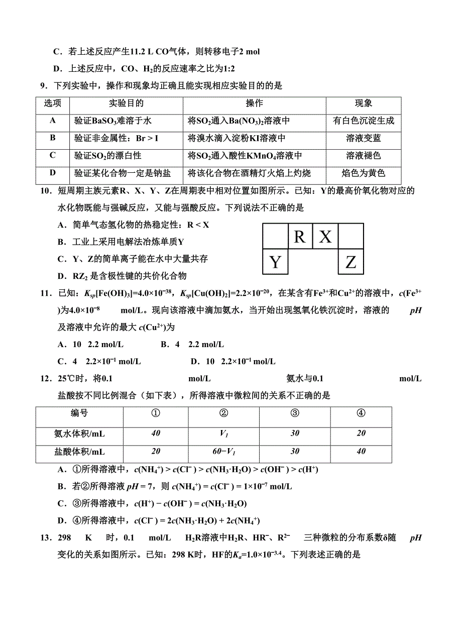 宁夏回族自治区高三第六次月考理综试卷（Word版含答案）_第3页