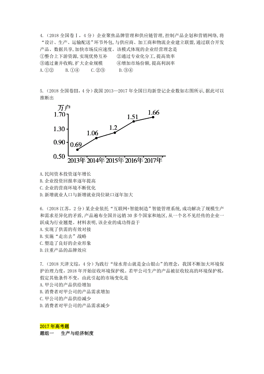 高考政治二轮专题突破之真题再练专题二生产劳动与经营_第2页