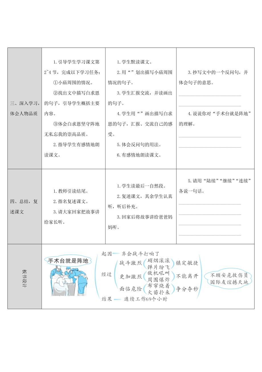 三年级语文上册第八单元27《手术台就是阵地》教案1新人教版_第2页