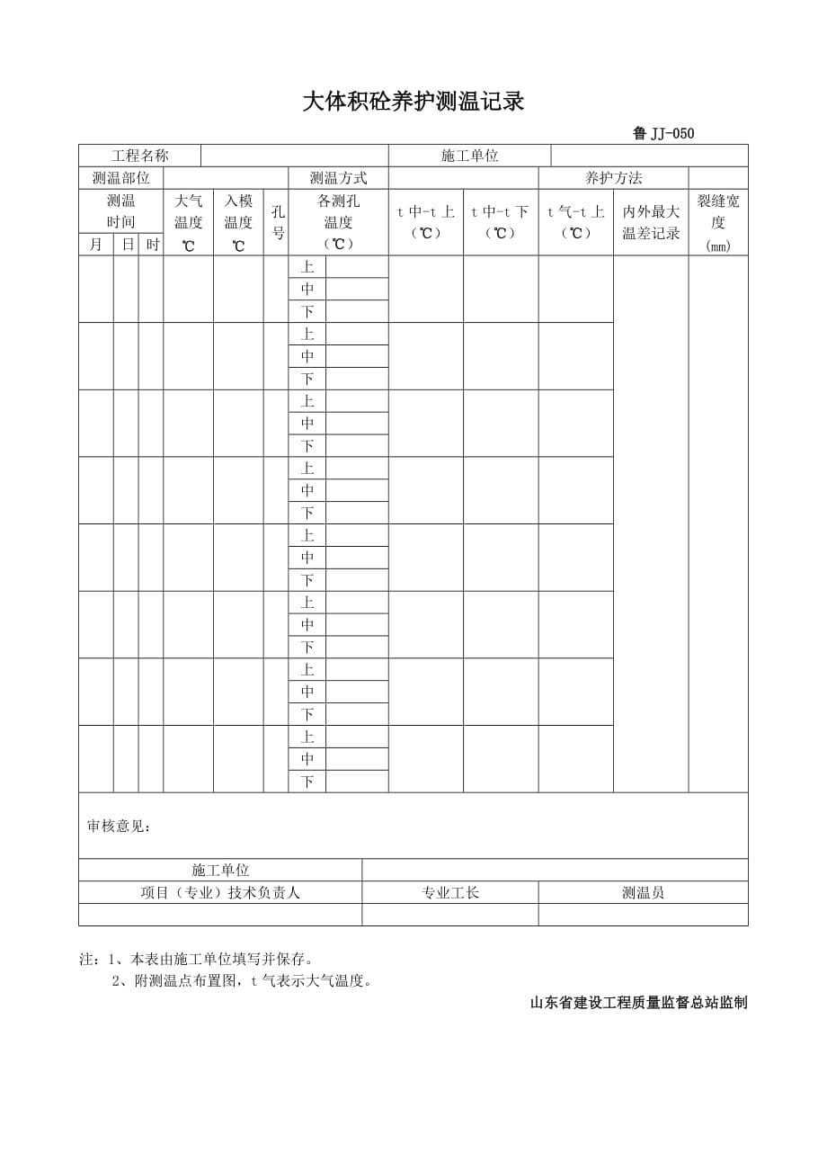 （管理制度）山东省工程建设标准建筑工程施工技术资料管理规程相关鲁JJ表样_第5页