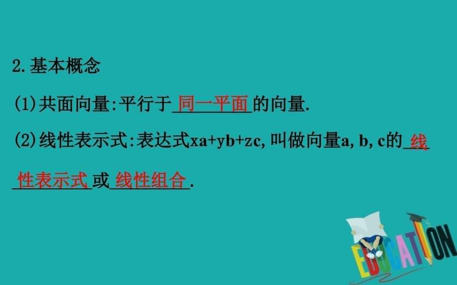 2019-2020学年高中数学人教B版选修2-1课件： 3.1.2 空间向量的基本定理_第5页