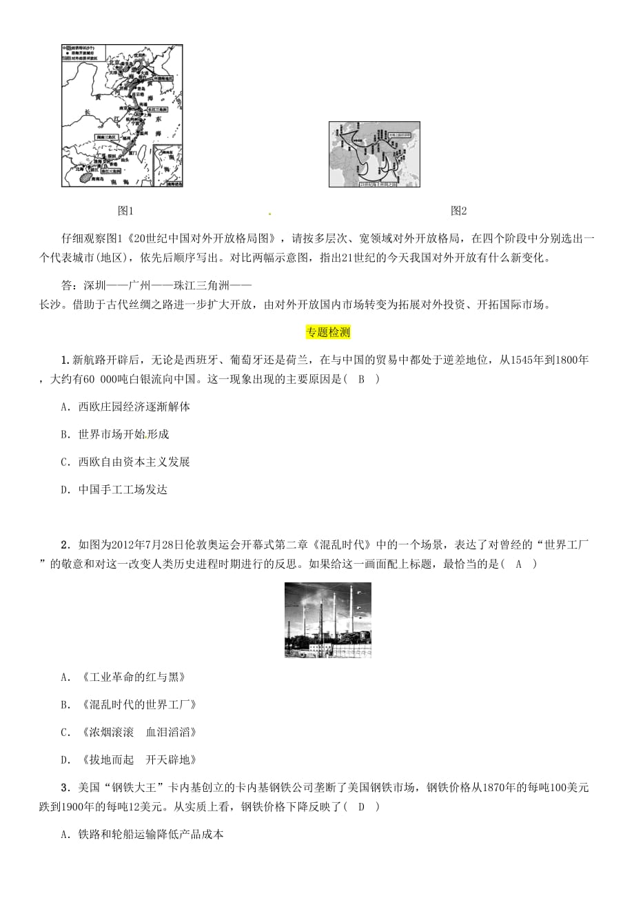 宜宾专版届中考历史总复习第二编热点专题速查专题三世界市场与经济全球化试题_第3页