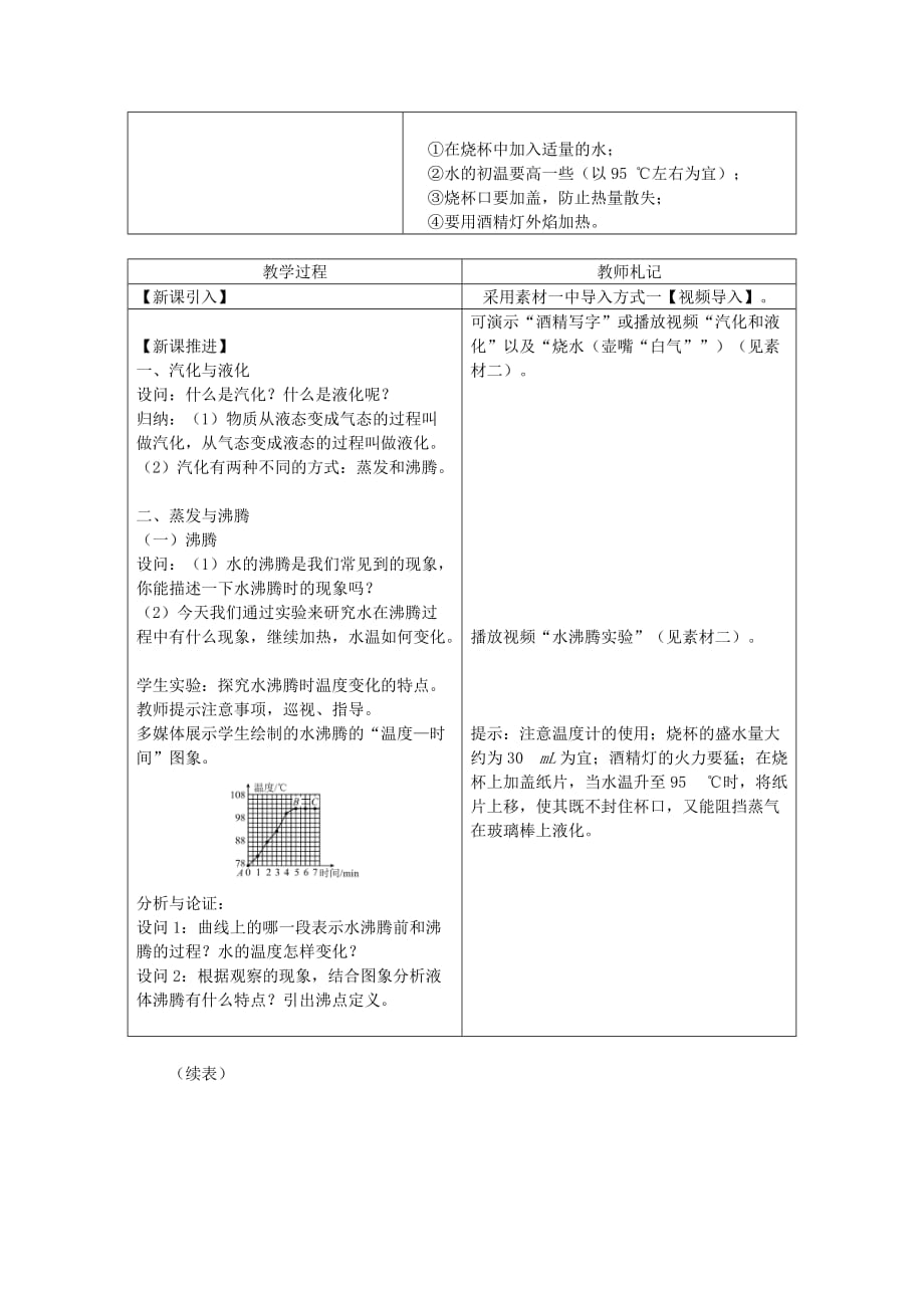 八年级物理上册3.3汽化和液化教学设计新版新人教版_第2页