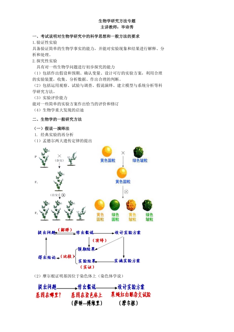 北京市第四中学高考生物总复习学案：生物学中的科学研究思想和一般研究方法 生物学科学研究方法专题 Word无答案_第1页