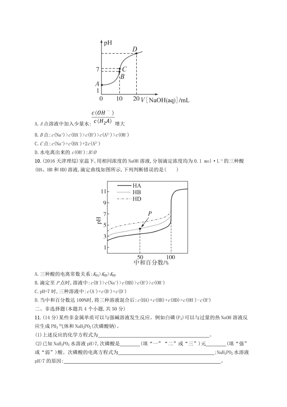 （新课标）高考化学复习第八单元水溶液中的离子平衡考点规范练23水的电离和溶液的酸碱性_第3页