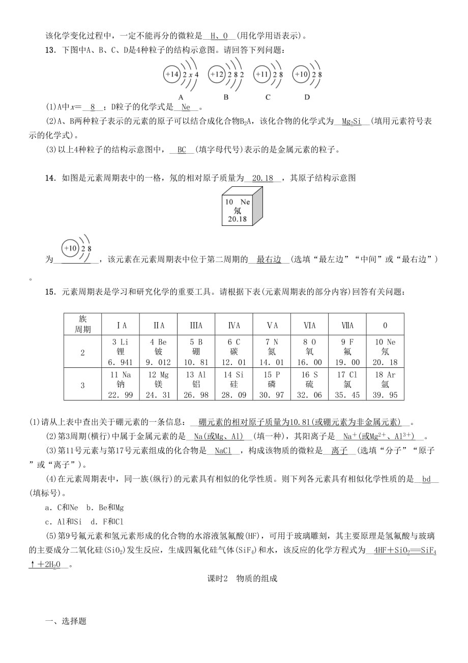 遵义专版中考化学总复习第1编教材知识梳理第3章物质构成的奥秘精练练习_第3页