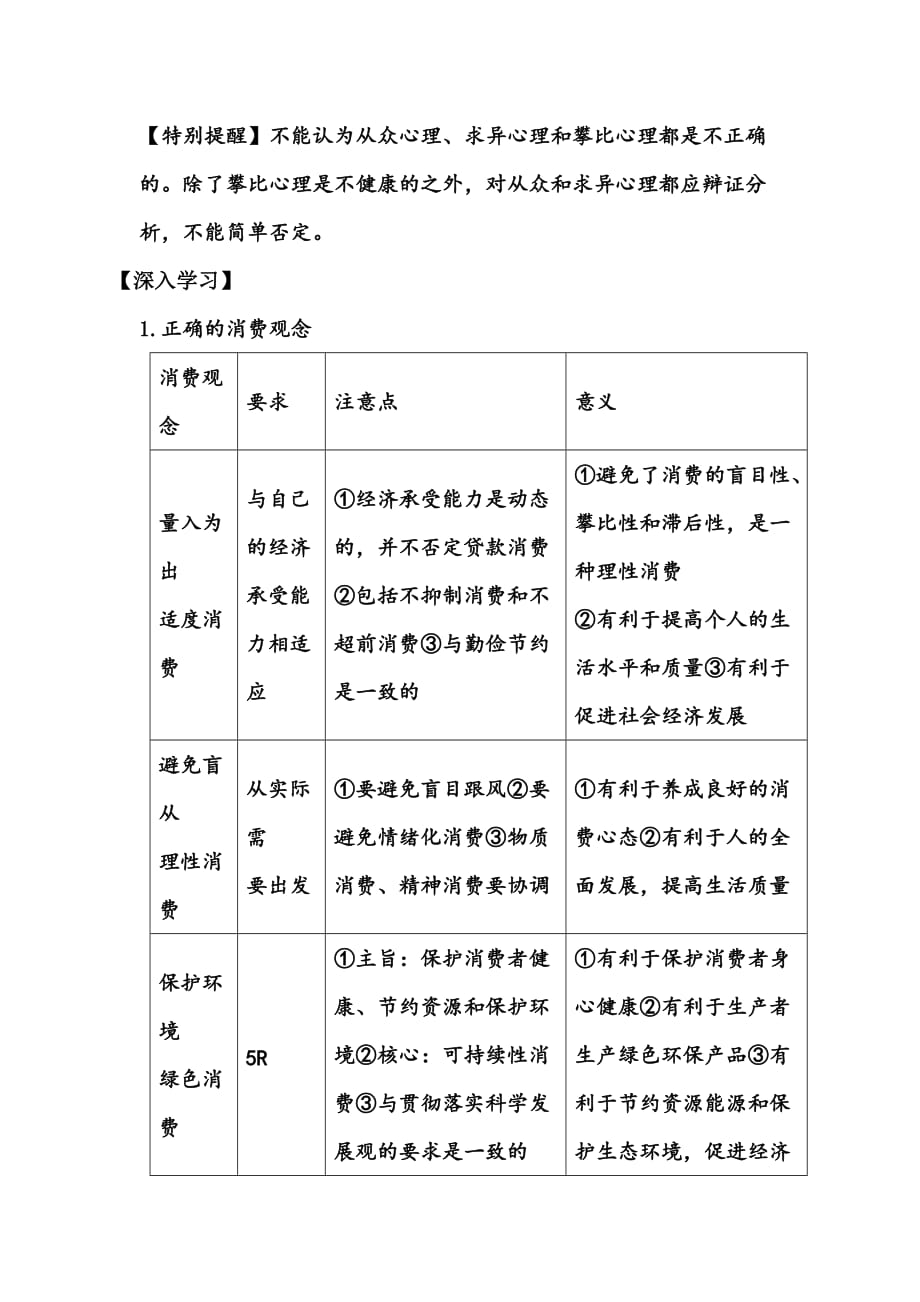 山西省高平市特立中学高中政治必修一学案3.2多彩的消费_第2页