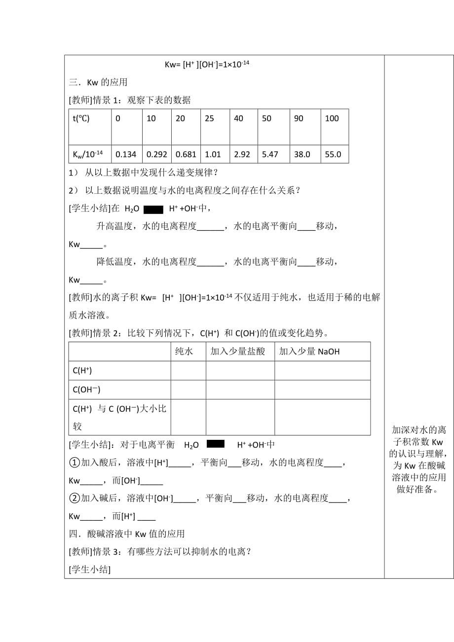 广东省揭阳市第三中学人教版高中化学选修四教案：3-2水的电离和溶液的酸碱性_第2页