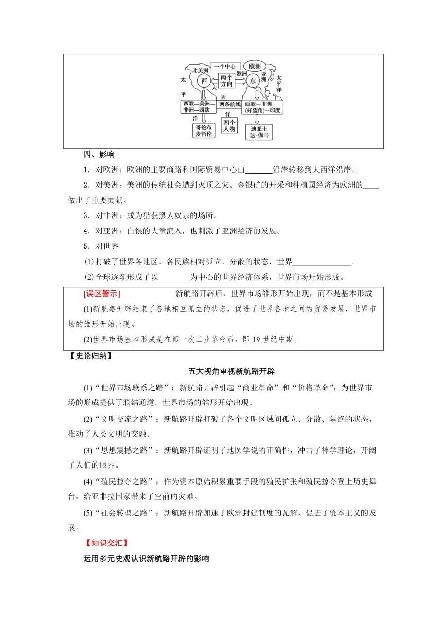 岳麓版高中历史高三一轮必修二第二单元第1节新航路的开辟（教案2）_第2页