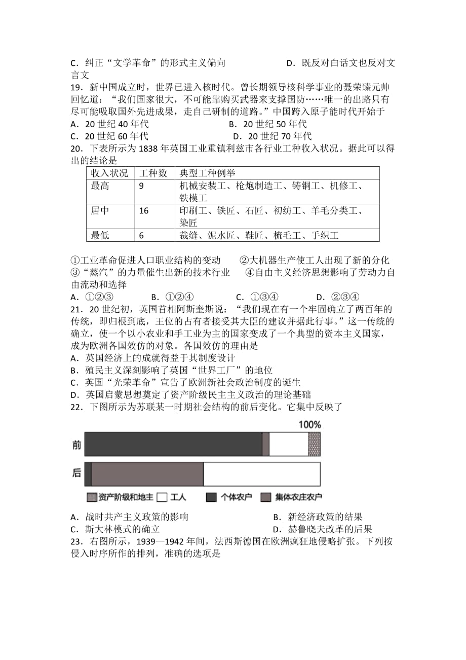 河北省高考历史二轮复习测试题：29 Word版缺答案_第2页