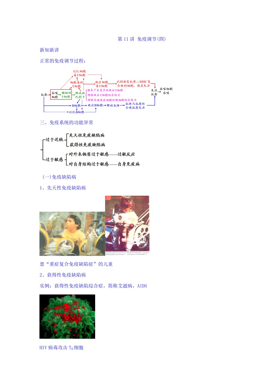 江苏省大丰市小海中学高二生物必修三同步课程讲义：第11讲 免疫调节（四）_第1页