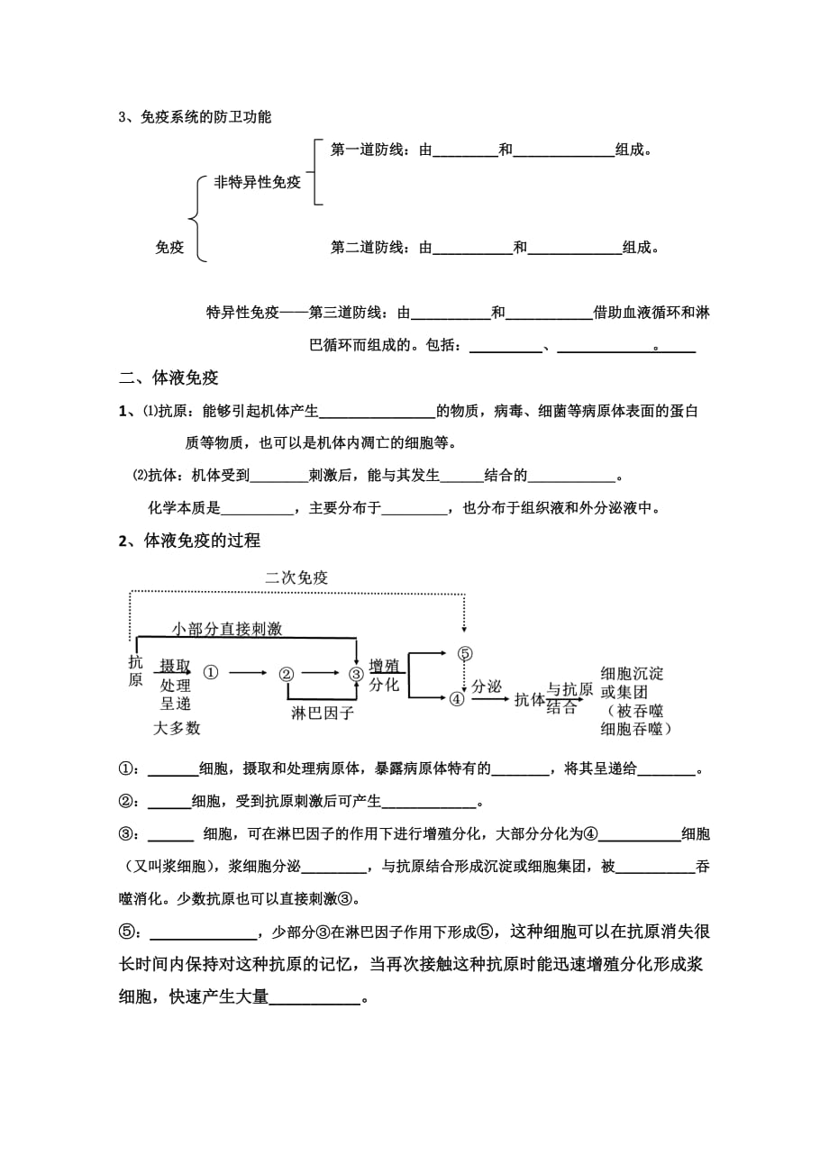 广东省惠阳区中山中学高中生物必修三导学案：第二章 第四节 免疫调节第一课时_第2页