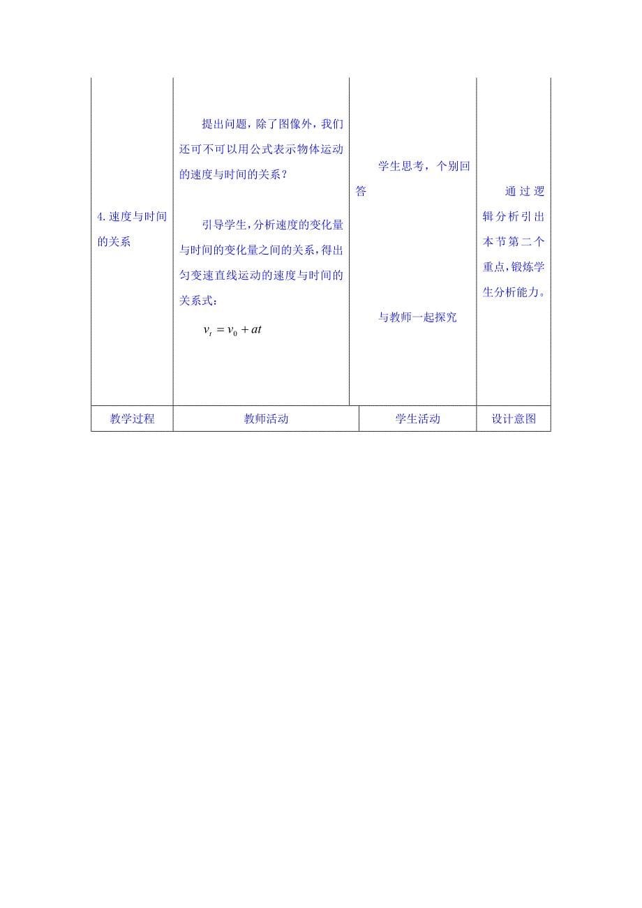 云南省德宏州梁河县第一中学人教版高中物理必修一：2.2匀变速直线运动速度与时间的关系 教案_第5页