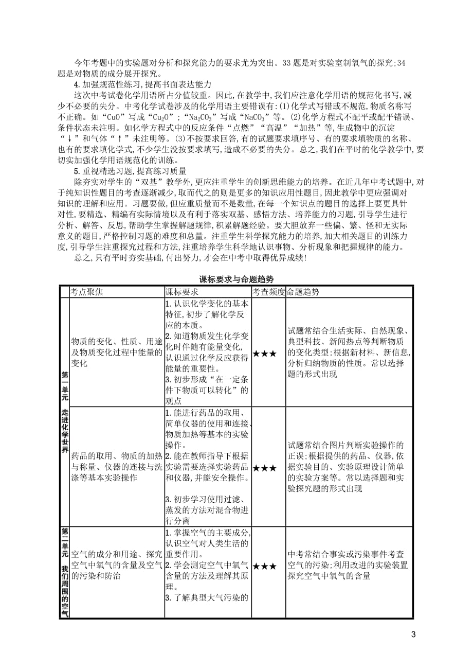 （课标通用）甘肃省中考化学总复习试卷分析与备考策略指导素材_第3页