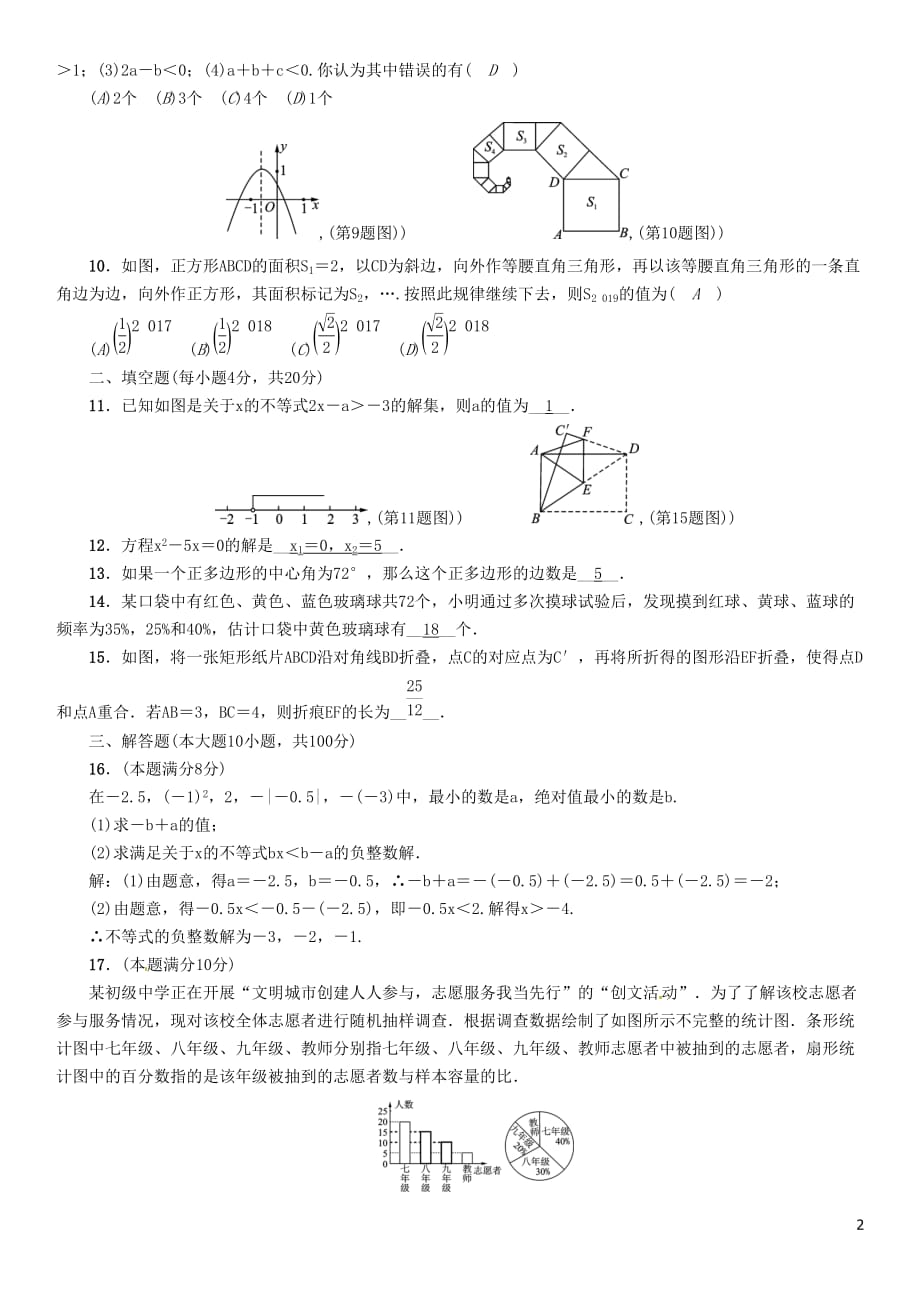 （贵阳专版）中考数学总复习毕业生学业（升学）考试模拟试题卷（5）_第2页