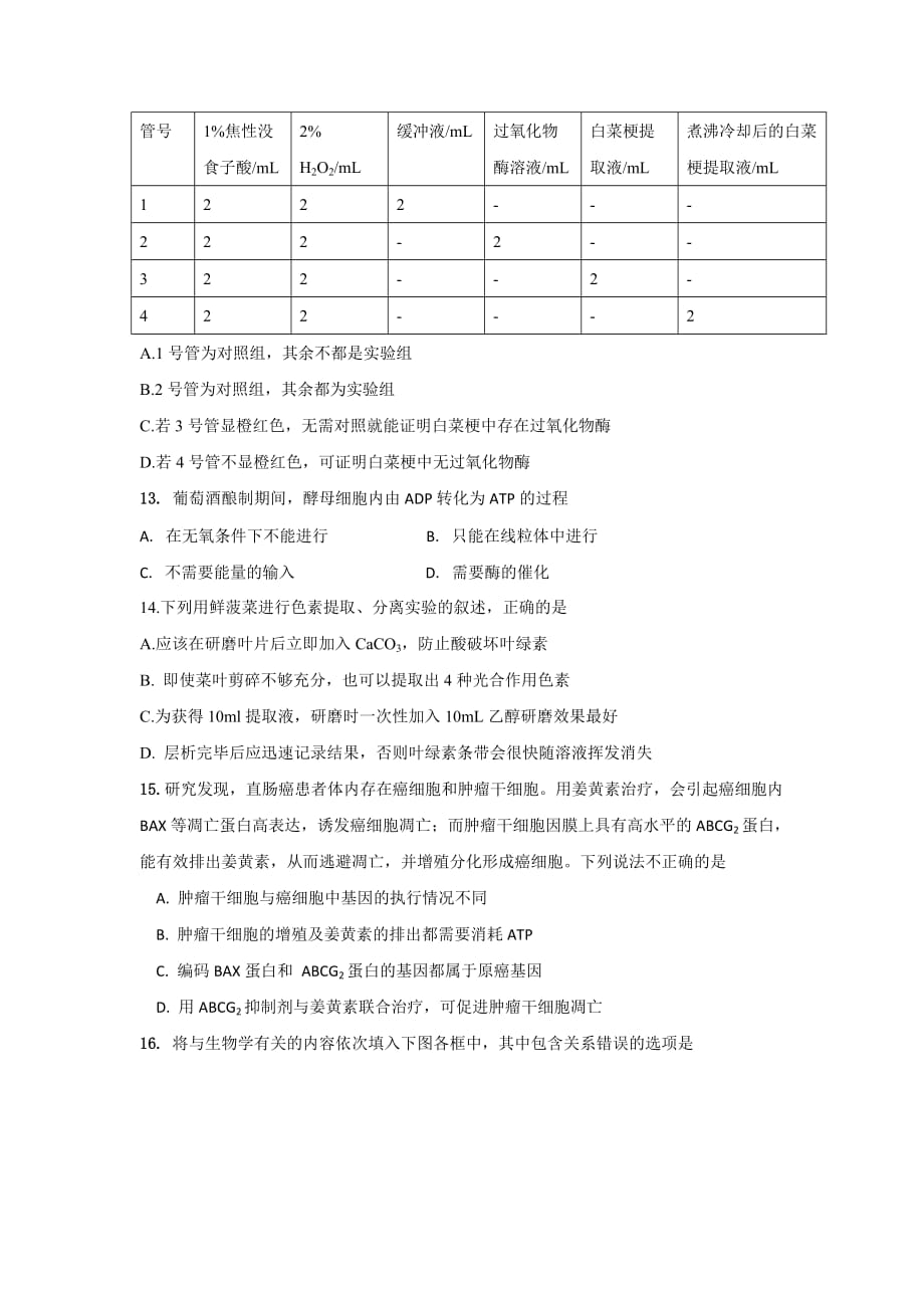 河北省高三二轮复习 生物必修一限时训练6 Word版缺答案_第3页