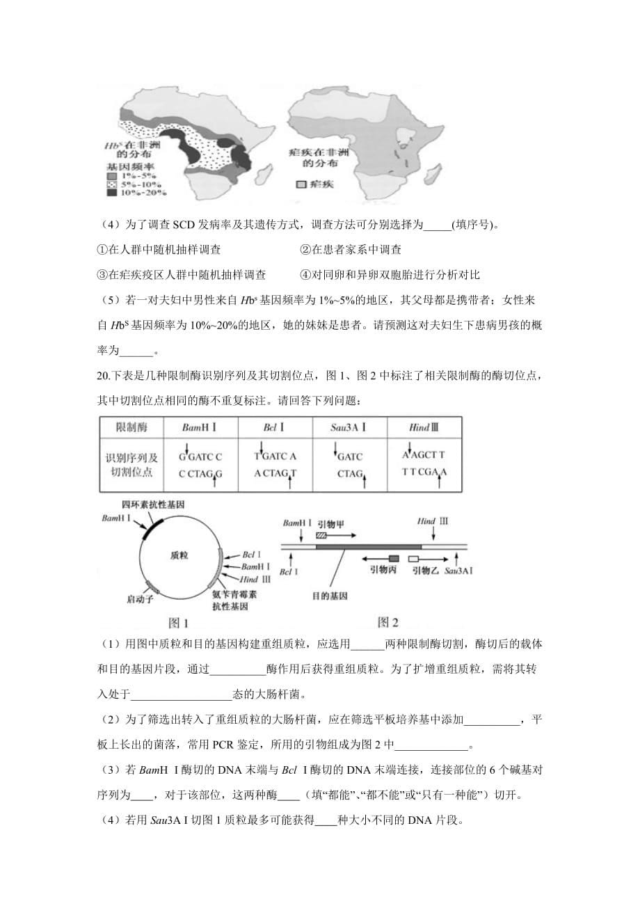 河北省高三二轮复习 生物必修一限时训练6 Word版缺答案_第5页