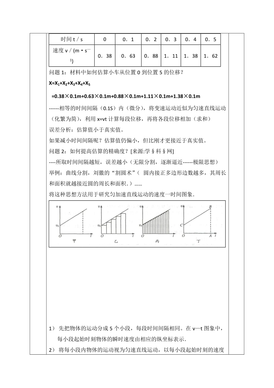 安徽省合肥市第六十二中学高中物理必修一人教版教案：2.3 匀变速直线运动的位移与时间_第3页