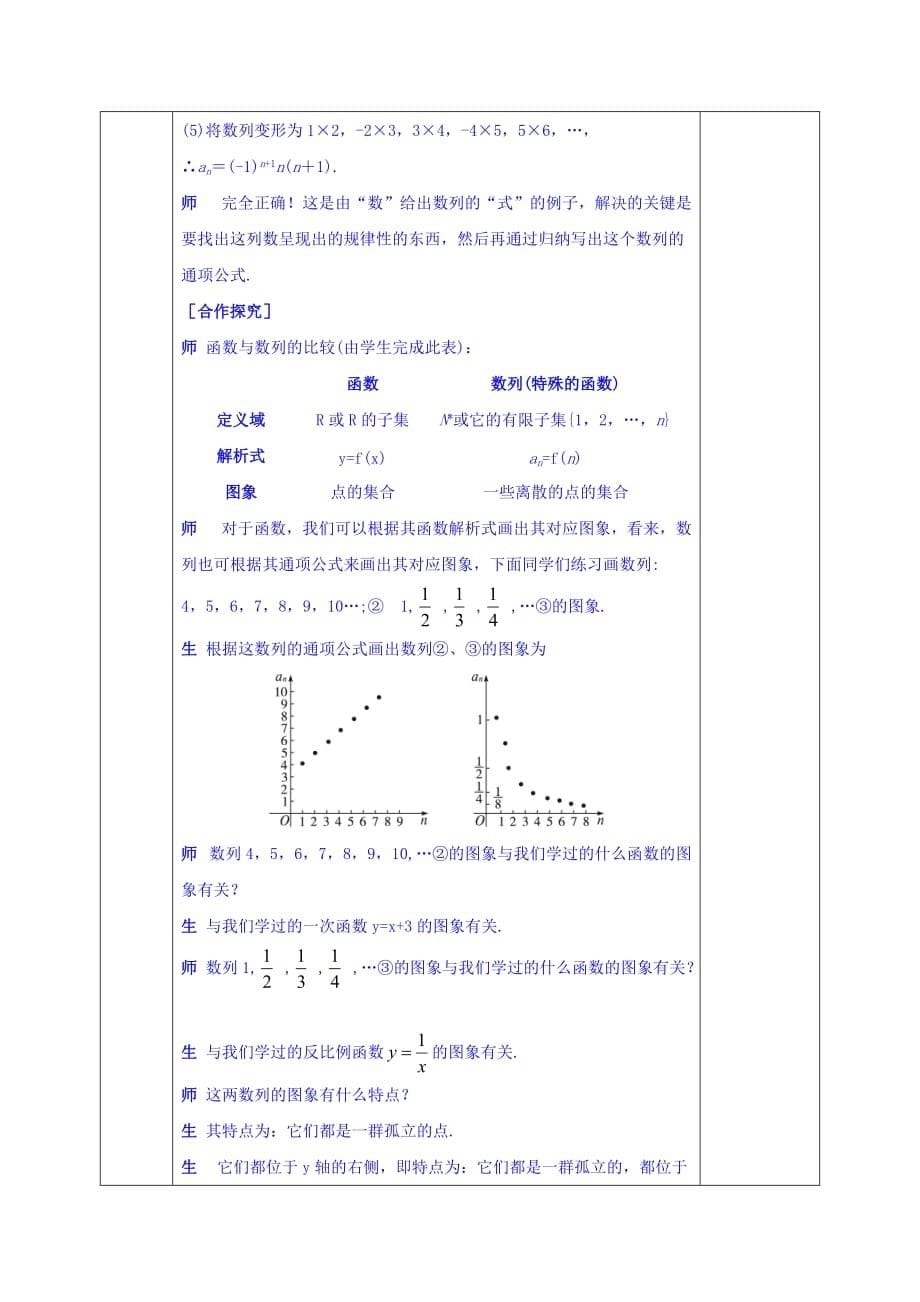 安徽省长丰县实验高级中学人教版高中数学必修五教案：2.1.1 数列的概念与简单表示法（一）_第5页