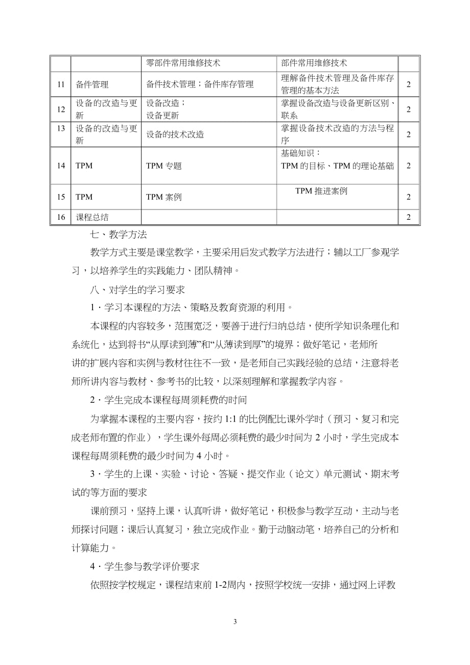 《设备管理与维修》课程教学大纲_第3页