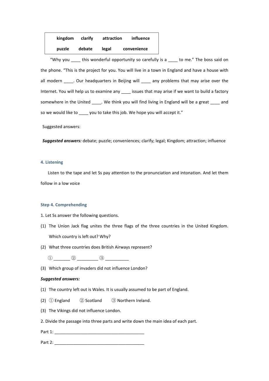 人教版高中英语必修5 Unit2 The United Kingdom period 1 教案2_第5页