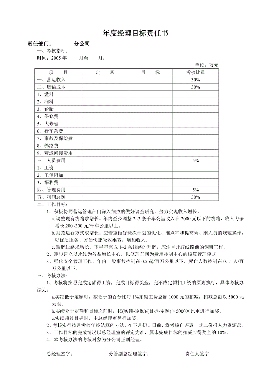 （目标管理）年度部门经理目标责任书_第1页