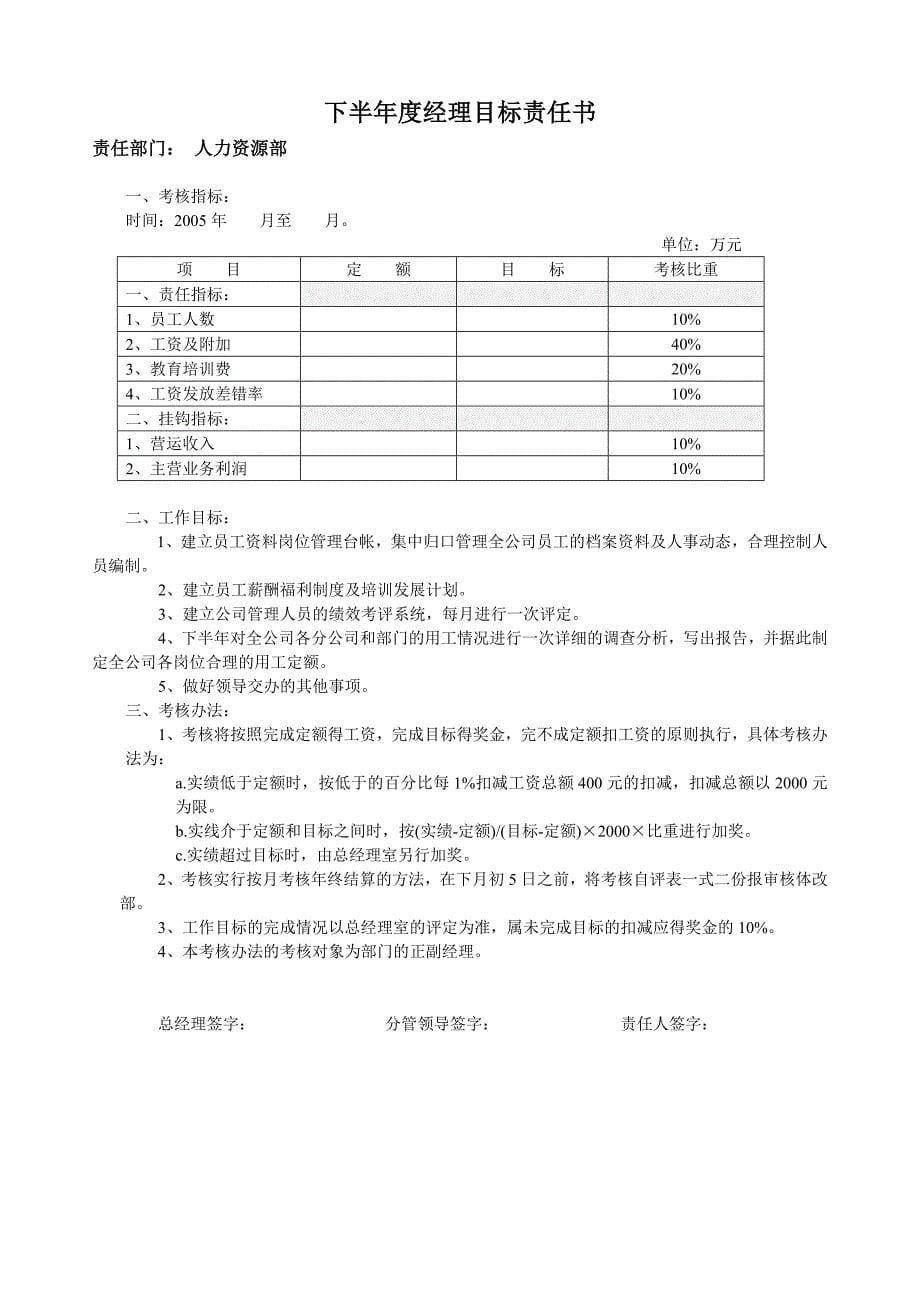 （目标管理）年度部门经理目标责任书_第5页