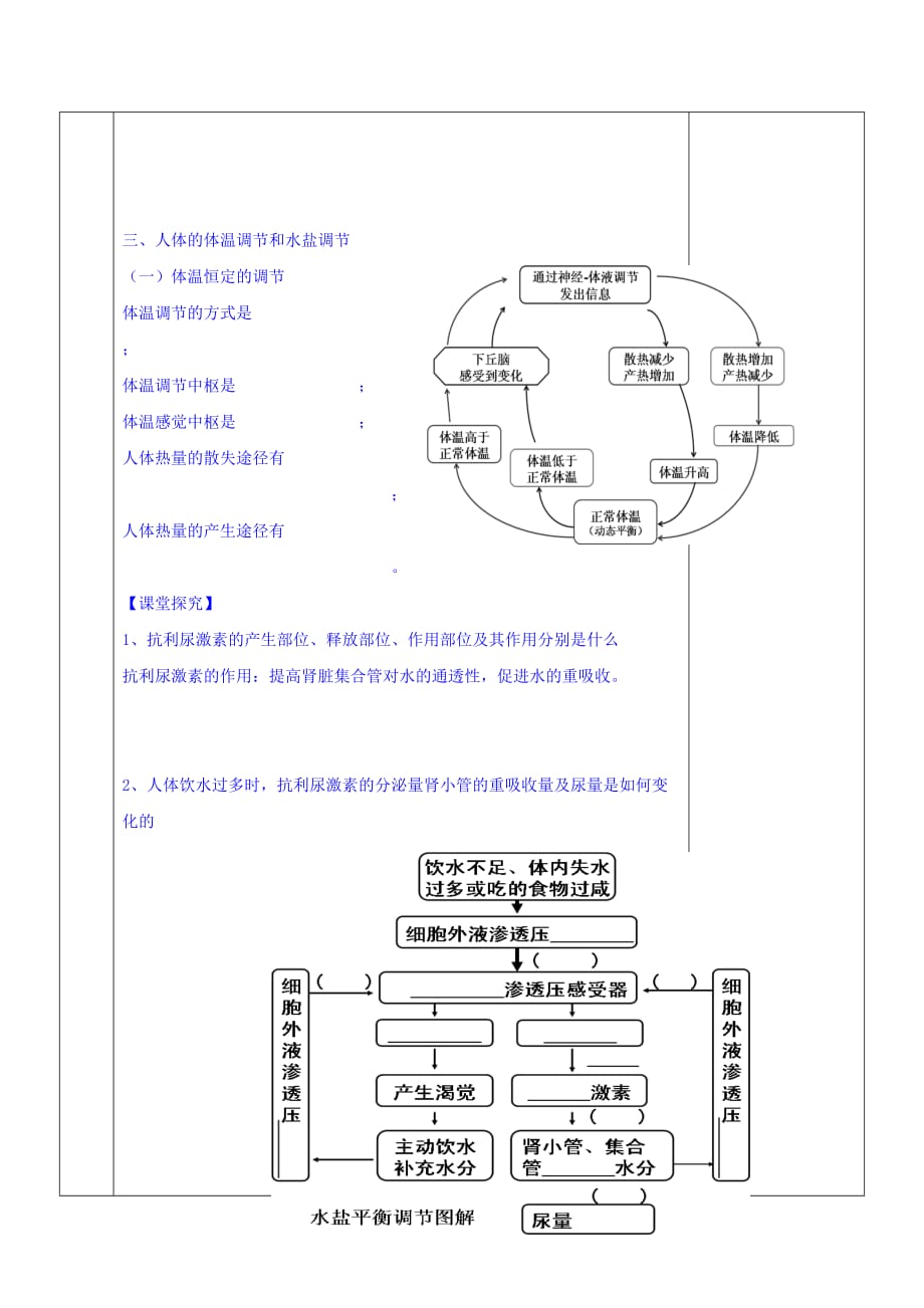 安徽省潜山县三环高级中学高中生物人教必修三教案：2.3神经调节和体液调节的关系_第2页