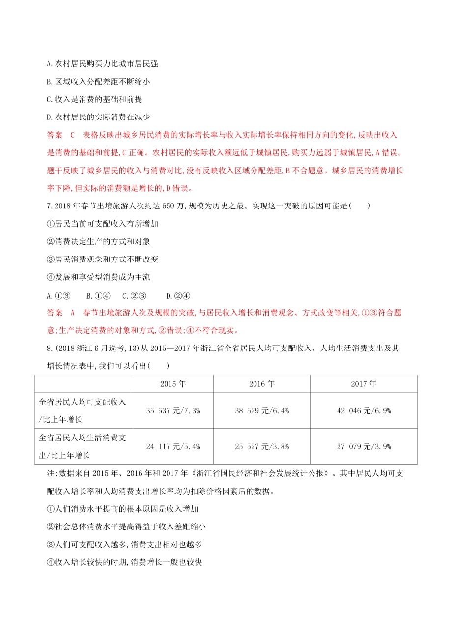 浙江鸭高考政治一轮复习考点突破第一单元生活与消费第三课多彩的消费考能训练新人教版必修1_第2页