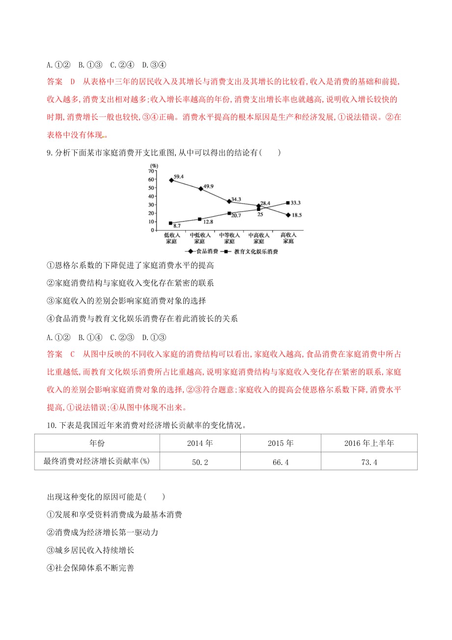 浙江鸭高考政治一轮复习考点突破第一单元生活与消费第三课多彩的消费考能训练新人教版必修1_第3页