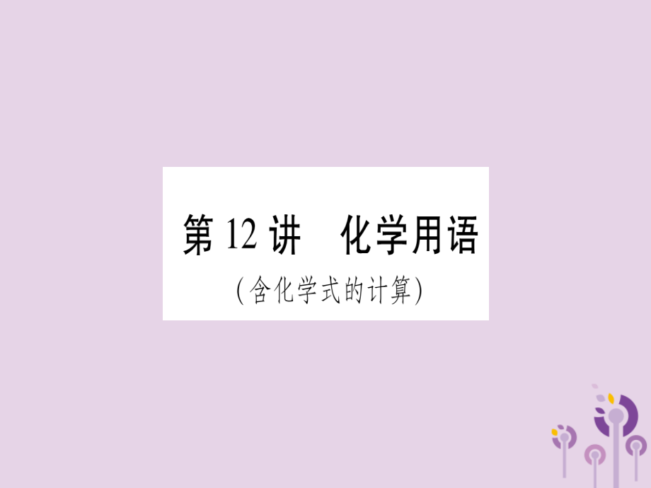 重庆市中考化学复习第一部分基础知识第二单元化学基本概念和原理第12讲化学用语（含化学式的计算）（精讲）课件_第1页