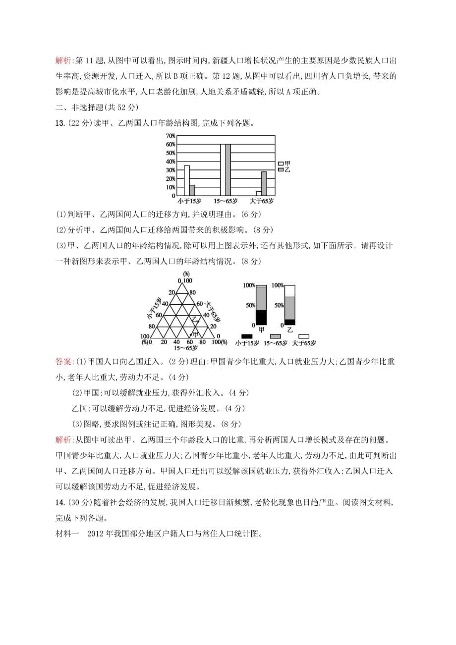 浙江鸭高考地理一轮复习专题检测五人口与环境_第5页