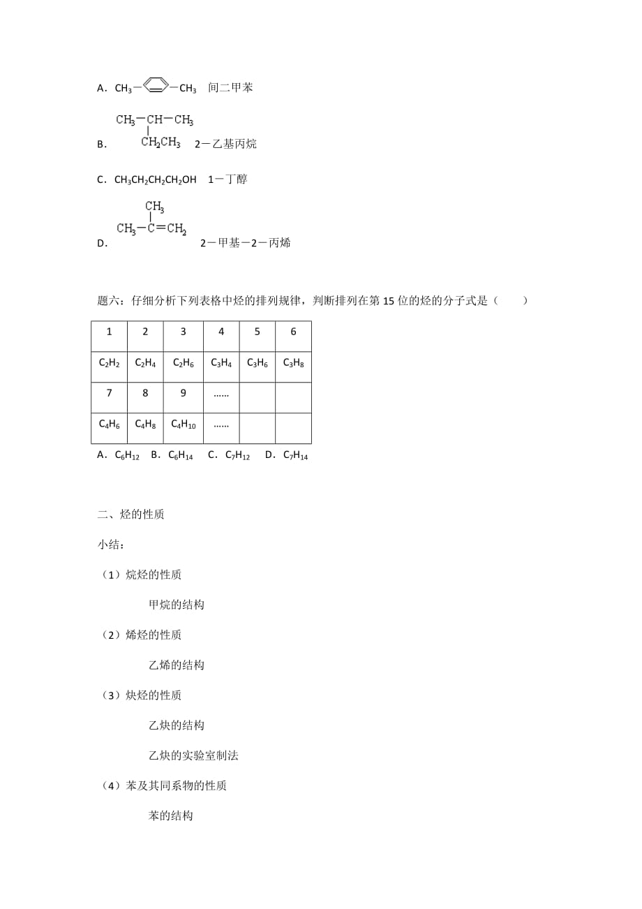 高考化学基础课程（江苏版）讲义 第62讲 有机化学基础模块综合复习（上）_第2页