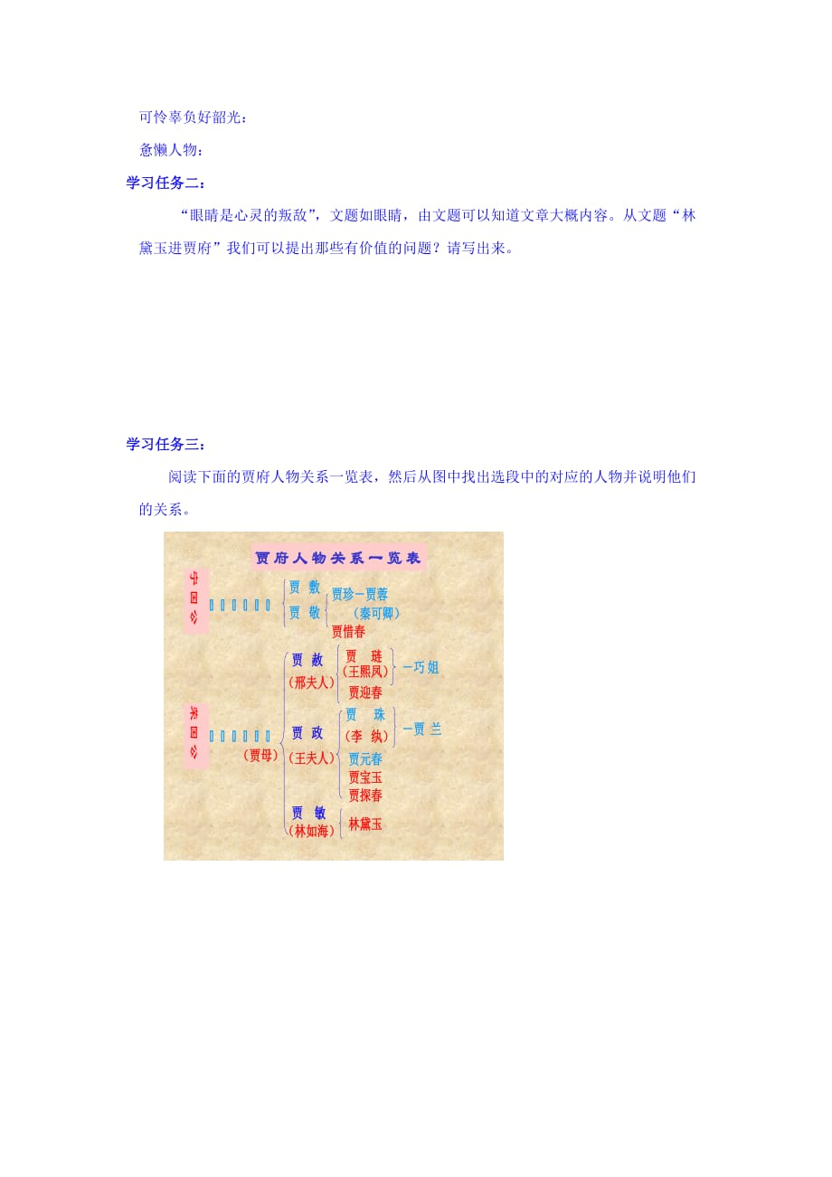 河北省高中语文必修三导学案：1 林黛玉进贾府 第二课时 Word版含答案_第2页