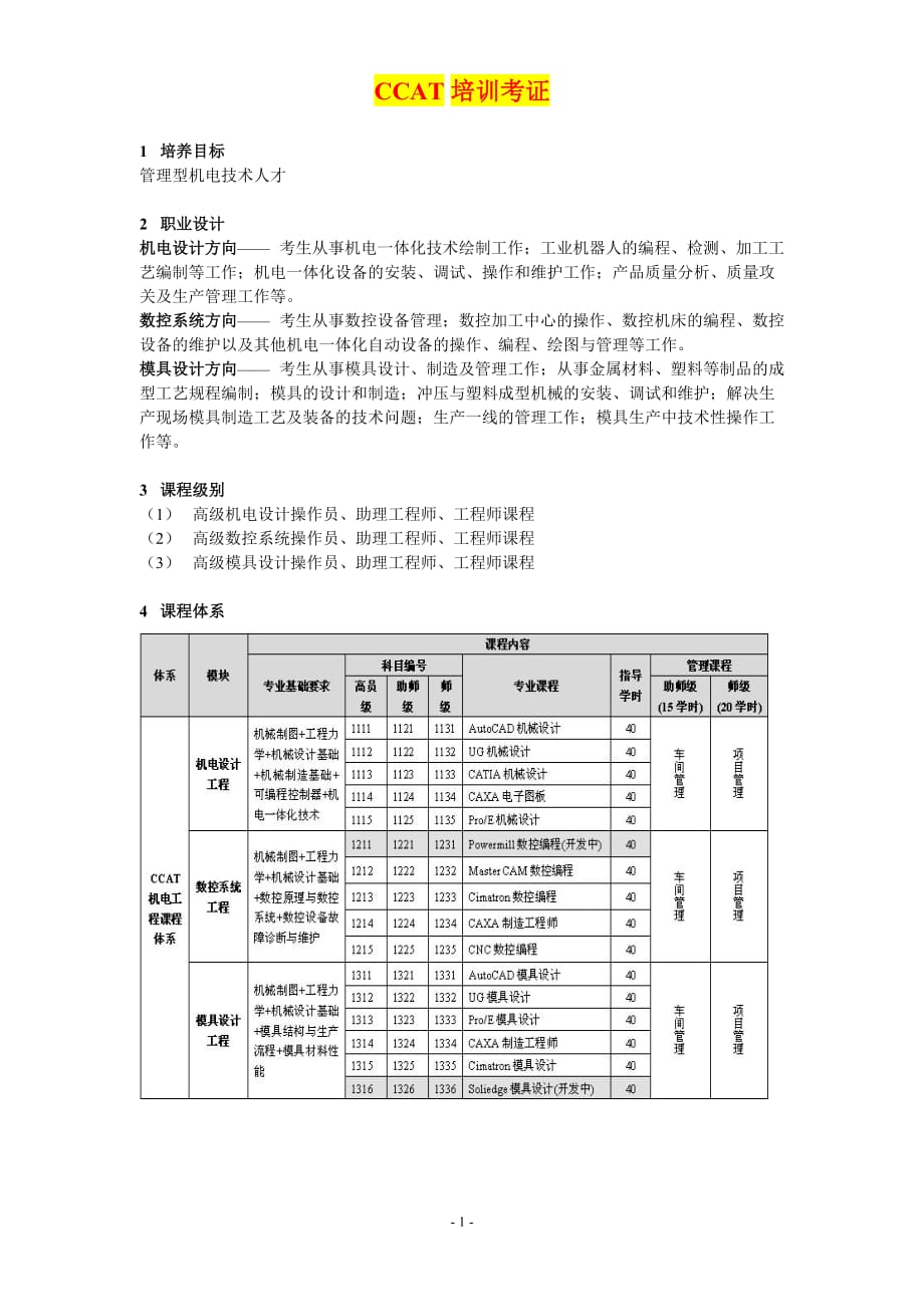 （培训体系）CCAT培训考证_第1页