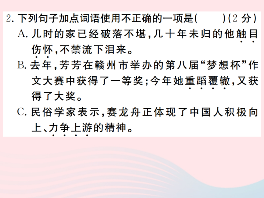 （江西专版）八年级语文上册模拟卷八习题课件新人教版_第3页